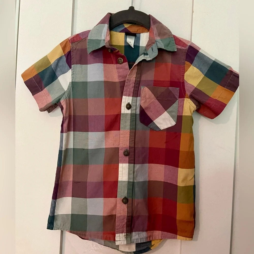Tea Collection boys 2T woven plaid button down shirt - Picture 1 of 4